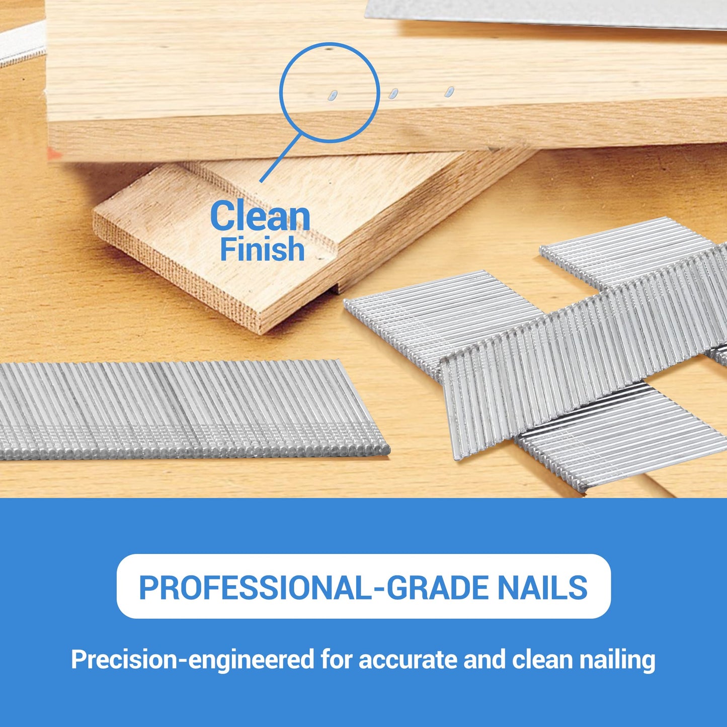 meite 16 Gauge Angled Finish Nails 1-3/4-Inch 20-Degree Galvanized Finishing Nails for Electric or Pneumatic Nailer Guns - Perfect for Window Trim, Cabinet Building and Other DIY Projects (2,000 PCS)