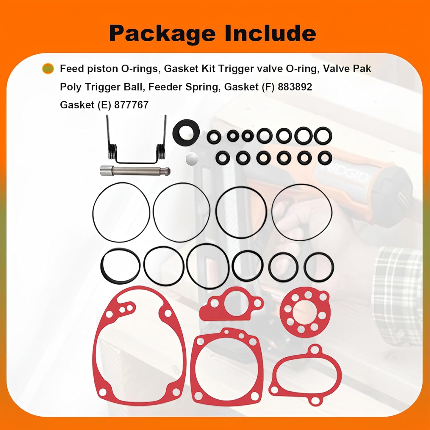 Rebuild Kit Fit for Hitachi NV45AB NV45AB2 Coil Roofing Nailer With 883892 O-Ring Kit 877767 Gasket Kit