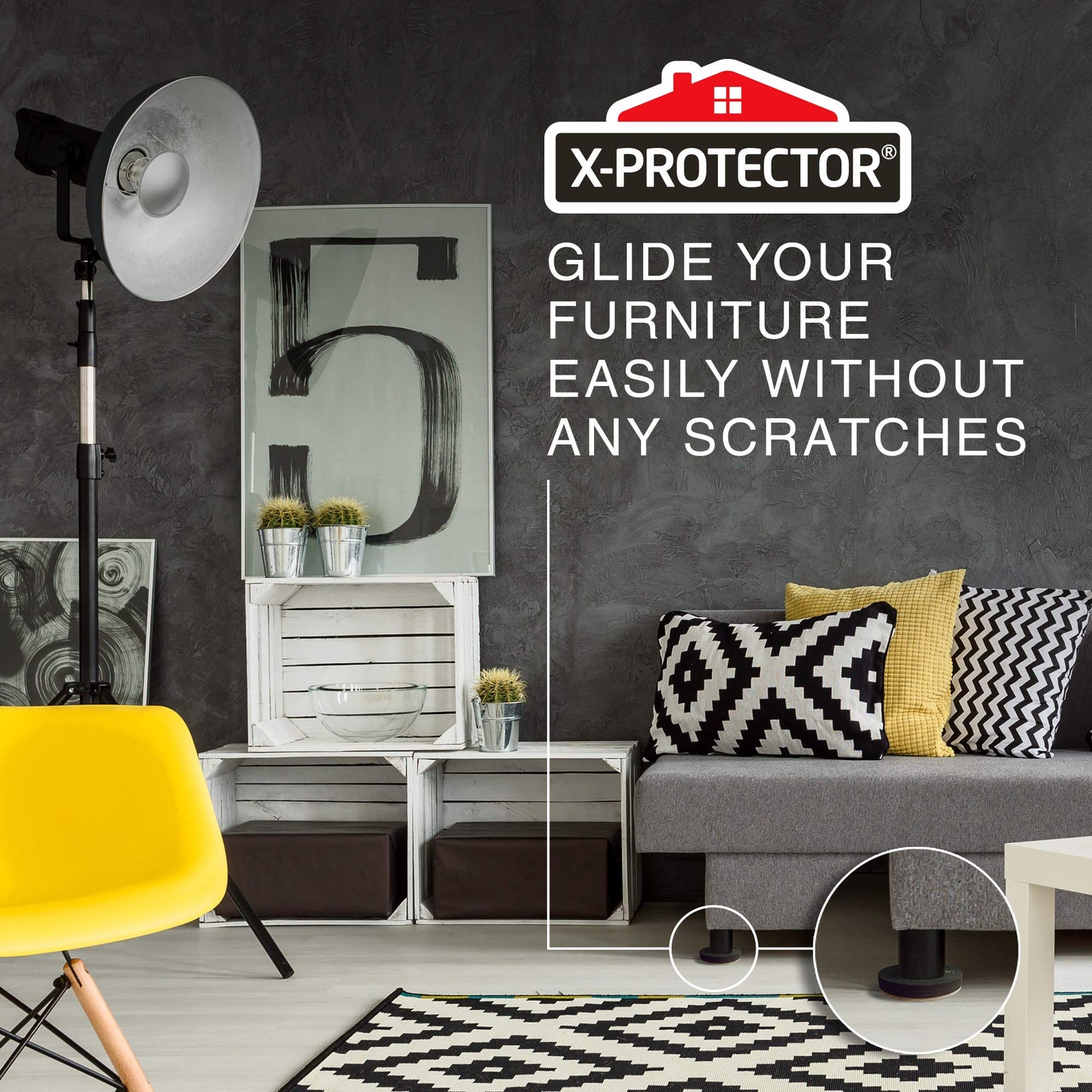 Felt Furniture Sliders Hardwood Floors X-PROTECTOR β 8 PCS 4 3/4 inch Furniture Sliders β Heavy Duty Felt Sliders Hard Surfaces β Move Your Furniture Easily & Safely!