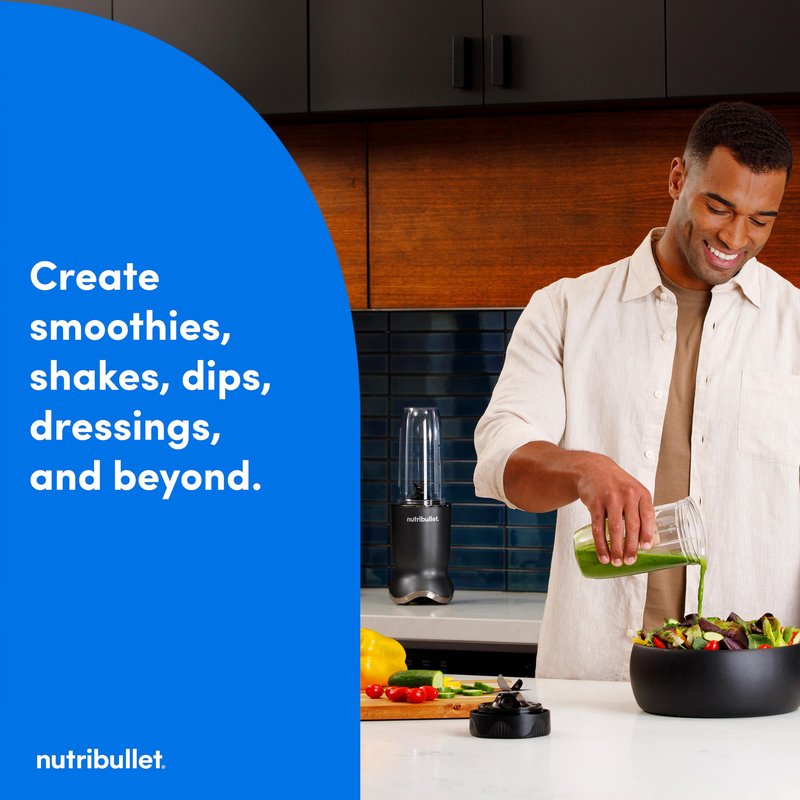 nutribullet® Ultra Personal Blender, 1200W, for Smoothies Shakes & Protein - Quietest Single-Serve Blender with Titanium Coated Blades, 3 BPA-Free Cups (32oz + 24oz), To-Go Lids, Dishwasher Safe, Gray