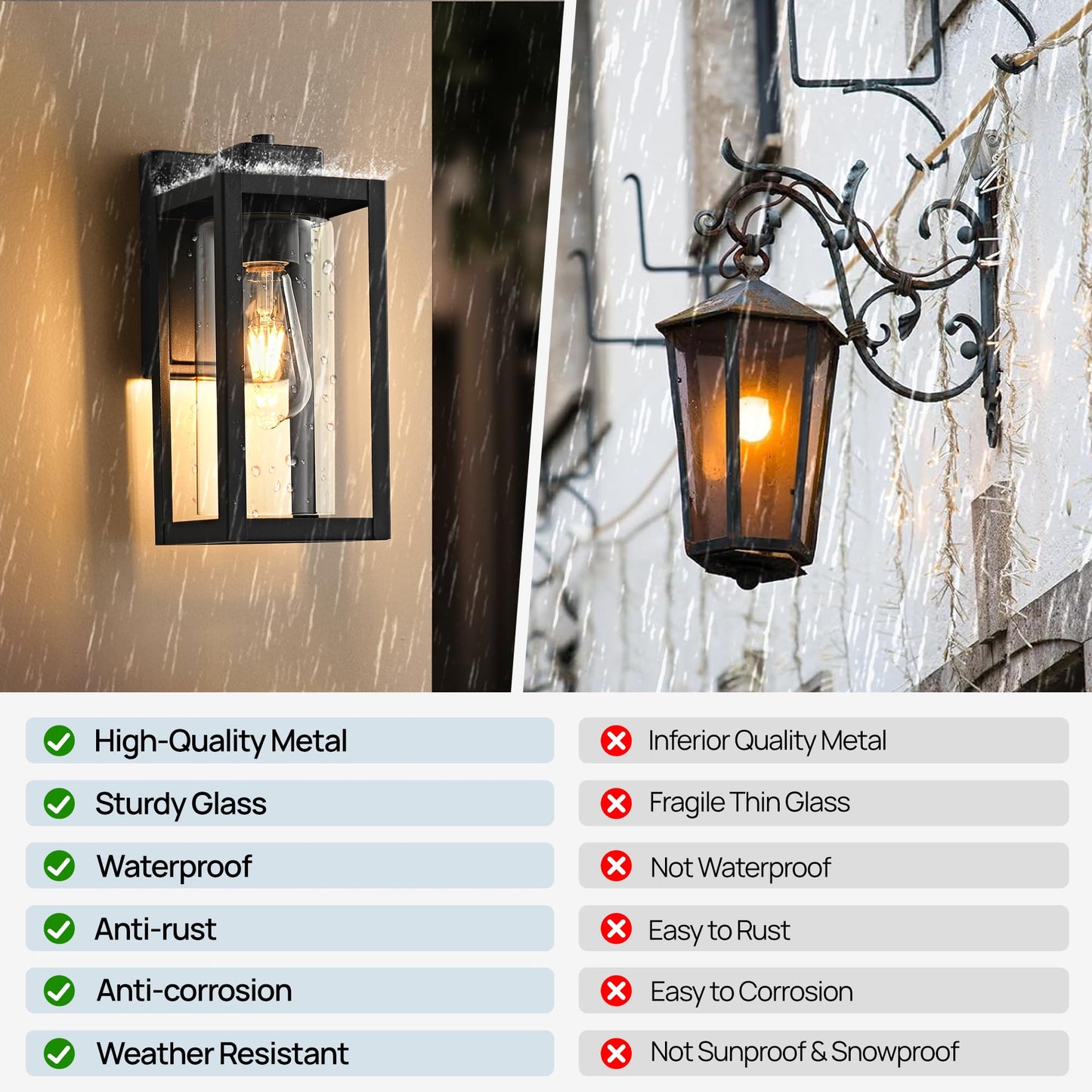 SIONLOM Outdoor Wall Lantern Exterior Lights for House,Outdoor Wall Sconce Clear Glass Waterproof Porch Light Patio Light Modern Matte Black Front Lighting for Patio, Front Door, Entryway(2 Pack)