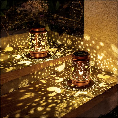 Chicken Solar Lanterns Outdoor Waterproof Hanging Solar Lights Chicken Gifts for Women Men Metal Decorative LED Chicken Lanterns for Garden Decor,Yard,Patio,Lawn,Tabletop,Pathway,Landscape