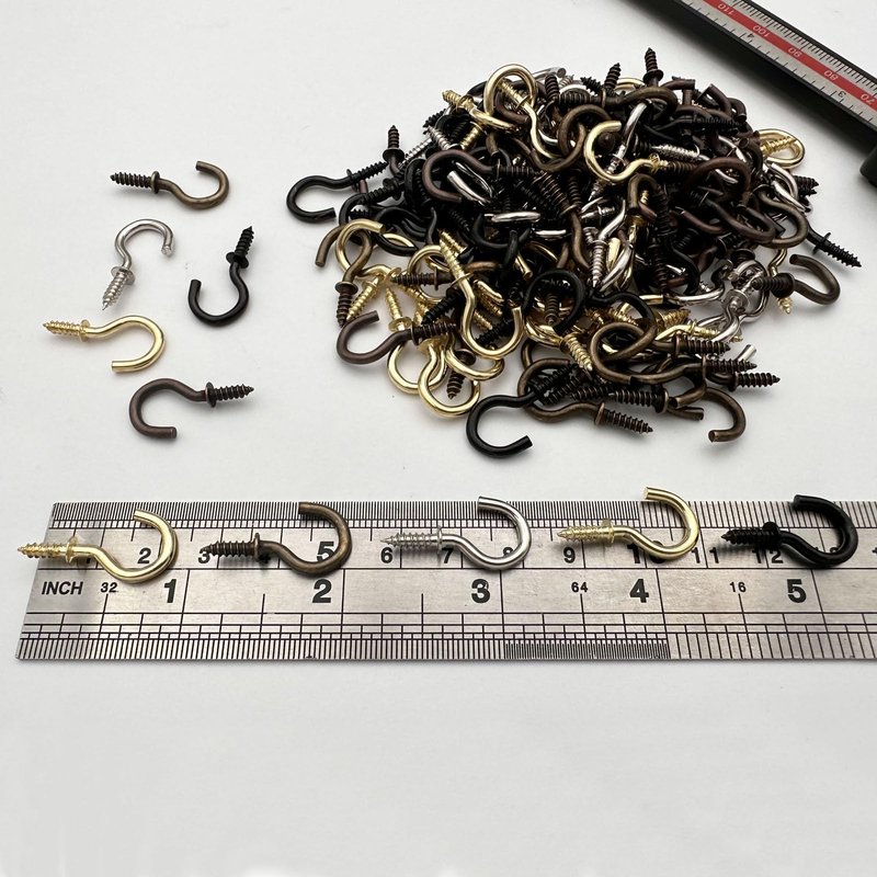 IDEALSV 160 Pcs Small Screw Hooks, 5/8 Inch Metal Twist in Hook, Christmas Lights Patio Hanging Jewelry Hooks 5 Colors (Gold,Bronze,Black,Antique Copper,Silver)