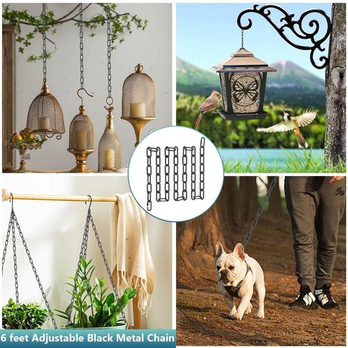 6 Feet Industrial Black Light Fixture Chain, Adjustable Metal Pendant Chandelier Chain Extension with Detachable Link, Maximum Load is 66 Pounds