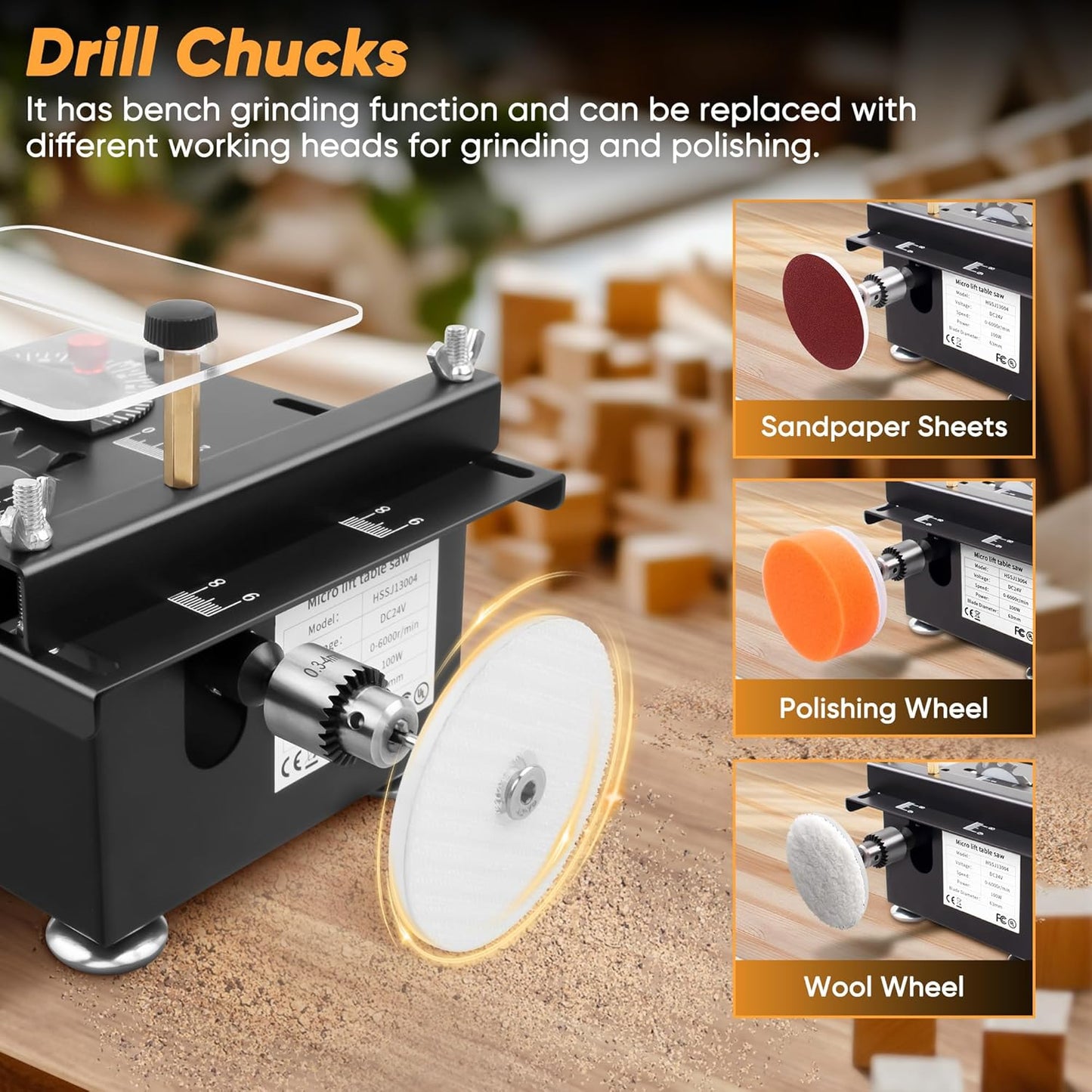 Mini Table Saw, Mini Multi-Functional Table Saw for Crafts, Speed & Angle Adjustable, Cutting | Sanding | Engraving | Drilling All-in-One Machine, for Wood/PCB/Acrylic/Plastic (Liftable & Dark Gray)