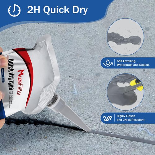 Concrete Crack Sealant, Premium Concrete Crack Filler, Weather-Resistant Caulking Glue,Quick-Drying & Waterproof Repair Adhesive for Slabs, Driveways, Sidewalks (2-Pack,2.19LB)