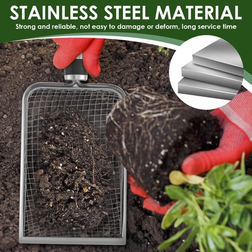 5Pcs Gardening Soil Sifter, Stainless Steel Garden Sand Soil Compost Sifter with Handle, 2/2.8/3.8/4.3/5mm Dirt Sifter, Mesh Soil Shovel for Gardening, Ideal fo Sand, Rocks, Dirt, Compost