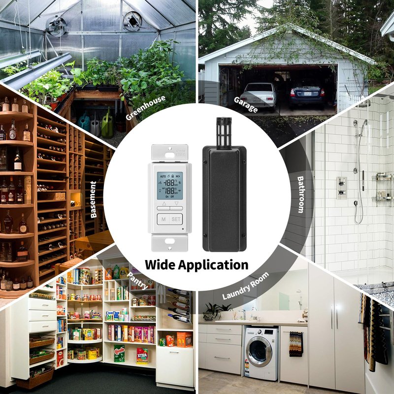 Ortis New 2024! Humidity Sensor Switch, in-Wall Bathroom Fan Automated Control Switch, Separate Sensor for Better Moisture Detection, 328ft Range, 110/220V, Keep Your Room Dry