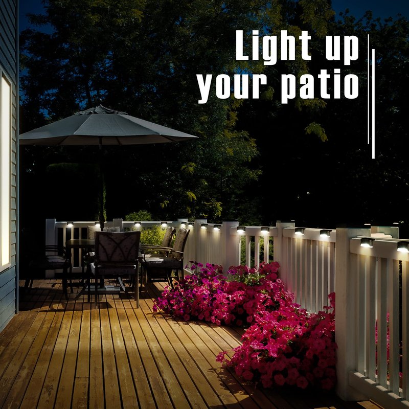 GIGALUMI Led Solar Deck Lights, 16 Pack Waterproof for Outdoor Stairs, Step, Fence, Railing, Yard and Patio (Warm White)