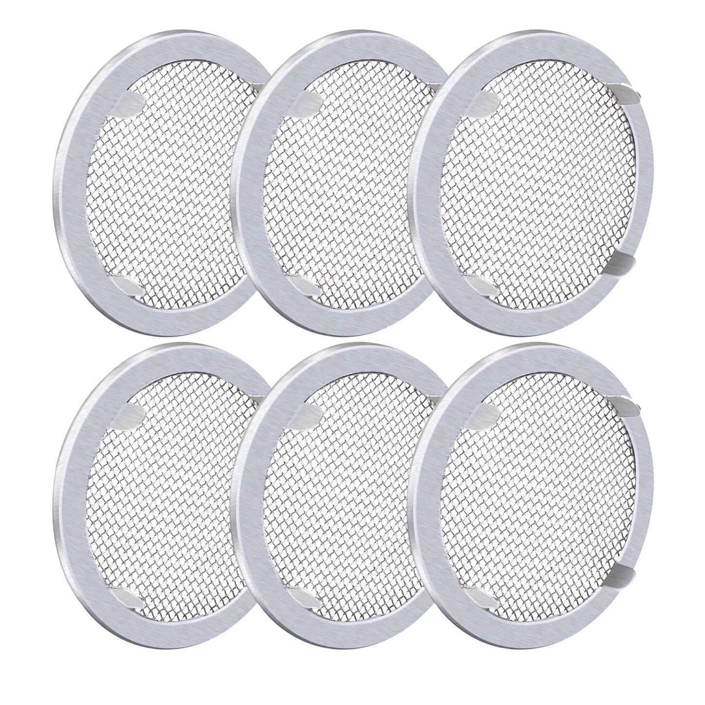 Circular Screen Vent Cover, 2-Inch Diameter, Metal Mesh, 6-Pack