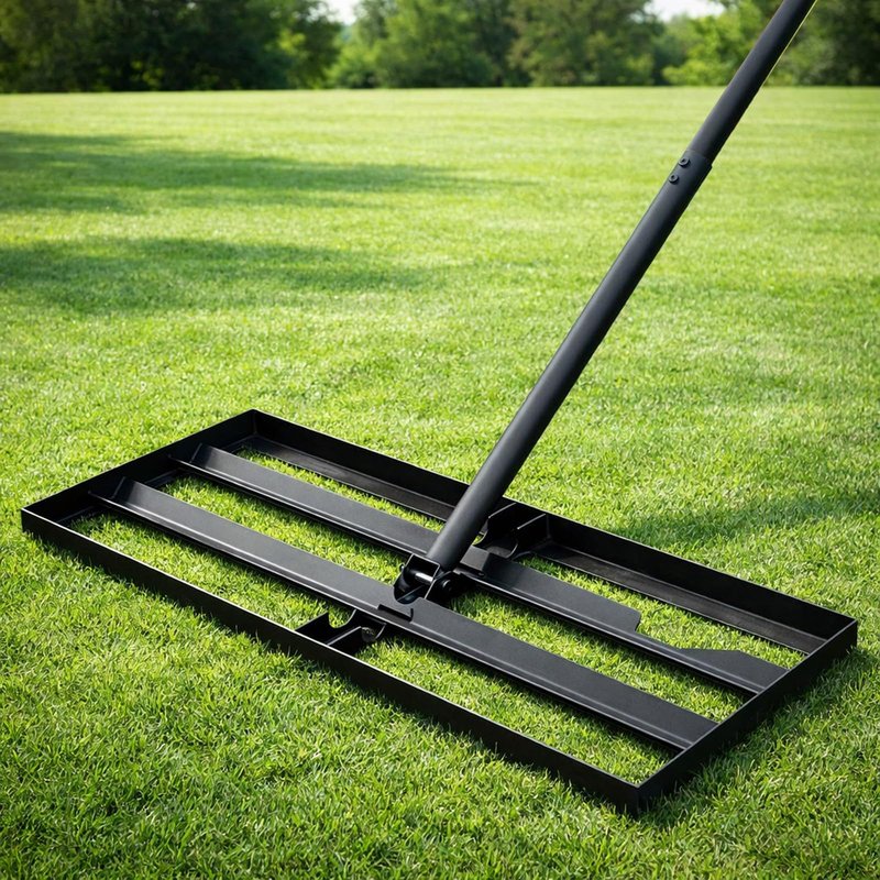 Lawn Leveling Rake, 30"x10" Leveling Rake with 78 Inch Adjustable Handle, Stainless Steel, for Backyard, Garden, Golf Course, Farm & Pasture, Professional Lawn Care Tool - Black