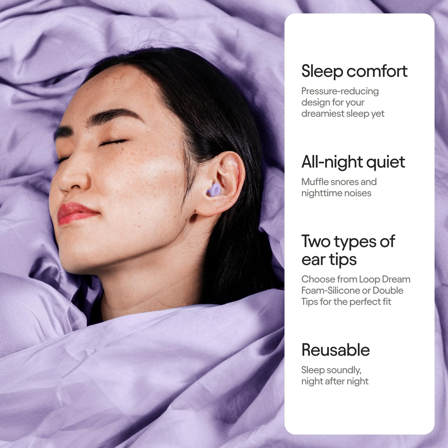 Loop Dream – Silicone/Memory Foam Earplugs for Sleep Comfort | Comfortable Ear Plugs for Snoring Blocking & Sleeping | Customized Fit | 27dB (SNR) Noise Reduction
