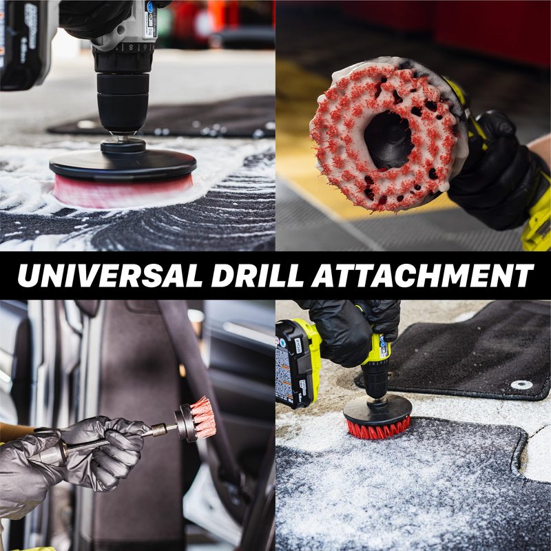 Maxshine 4” Universal M8 Medium-Duty Drill Brush – Upholstery & Carpet Scrubber Attachment for Car Detailing, Fabric, Seats, Floor Mats & Home Cleaning – Removes Stains, Grime, Spots & Buildup