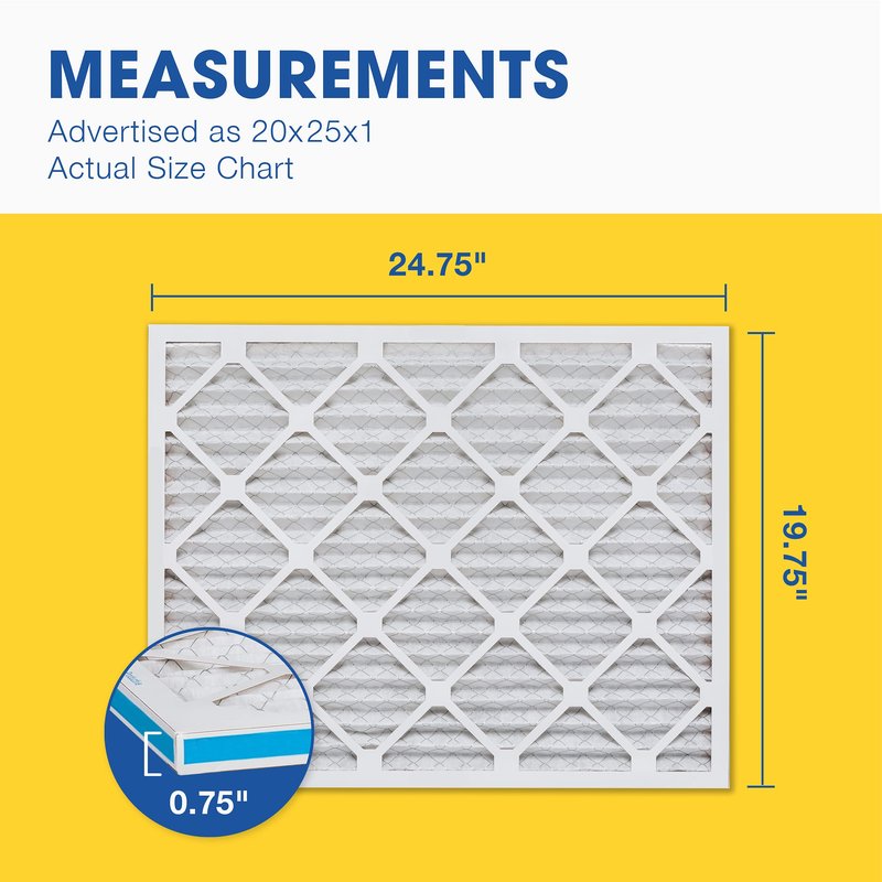 Aerostar 20x25x1 MERV 8 Air Filter, 6 Count, ACTUAL SIZE (19.75 x 24.75 x 0.75), HVAC, Air Conditioning & Furnace Filter Captures Dust, Lint & Pollen (MPR 600 / FPR 5), Made in USA
