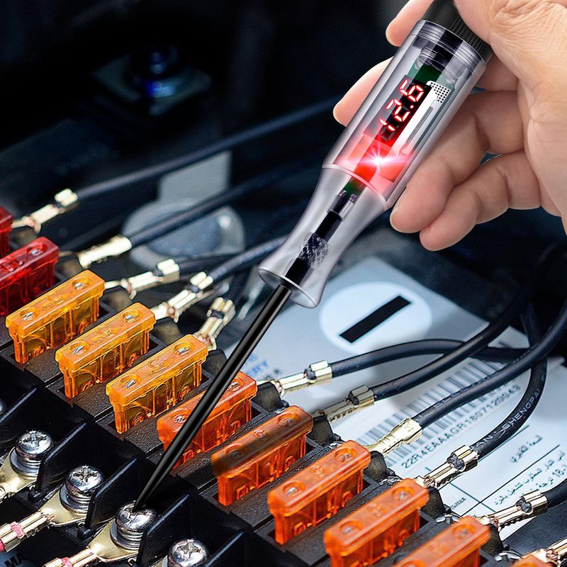 WINAMOO Automotive Test Light 5-90V Digital LED Circuit Tester with Voltage Display, Auto Bidirectional Light Tester, Electrical Voltage Tester with Extended Spring Wire & Probe for Car/RV/Vehicles