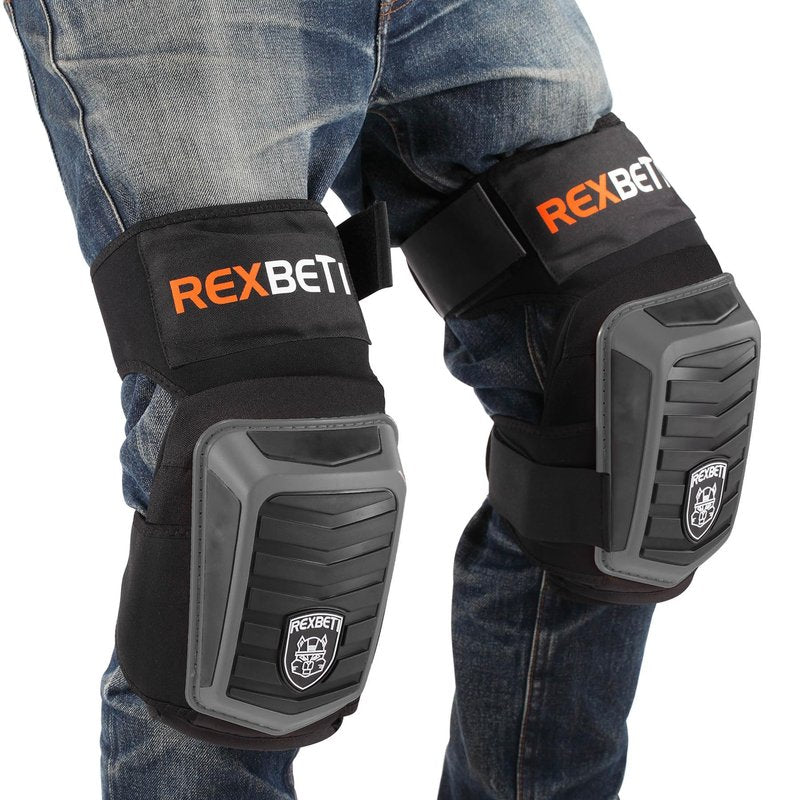 REXBETI New Upgraded Knee Pads for Work, Construction Knee Pads for Men, Heavy Duty Comfortable Anti-Slip Foam Gel Knee Pads for Gardening Flooring and Cleaning, Extra 4 Extension Straps, Gray