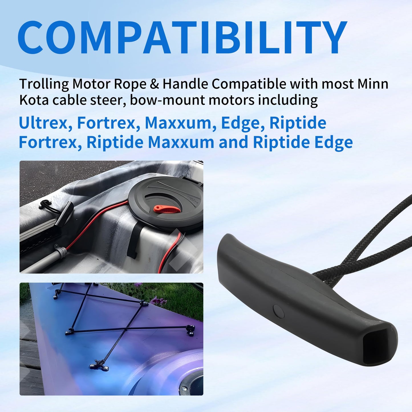 goduog 2Pcs MKA-45 Trolling Motor Rope & Handle, Lift and Release Rope for Maxxum and Edge Bow-Mount Trolling Motors -Compatible with Minn Kota Trolling Motor Parts,Sports & Outdoors