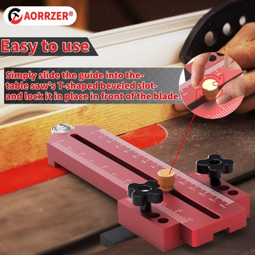 AORRZER Thin Rip Jig Table Saw Jig Guide, Making Repetitive Narrow Strip Cuts, Fit for 3/4" x 3/8" T/U Slots, Woodworking Tools Thin Rip Guide for Table Saw Band Saw Router Table