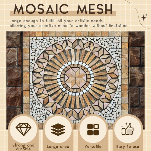 Teenyyou 36" X 76" Mosaic Mesh for Back Mounted Tile Fiberglass Mosaic Mesh Backing Boast for Tile Installation Supplies Tools (Non Sticky)