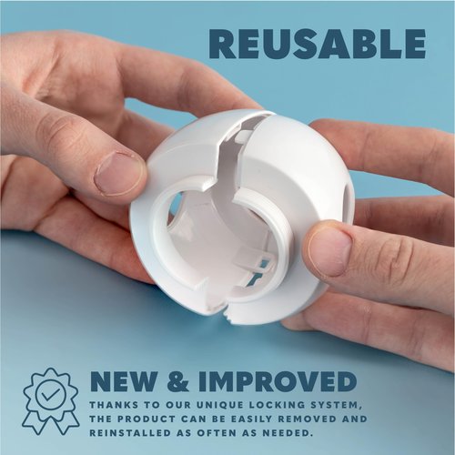 Todays Kids Baby Proofing Door Knob Covers 4 Pack - Easy to Install Child Safety Locks for Doors, Durable & Reusable Child Proof Door Lock, Dual-Lock & Versatile Design, Fits Round Doorknobs, White