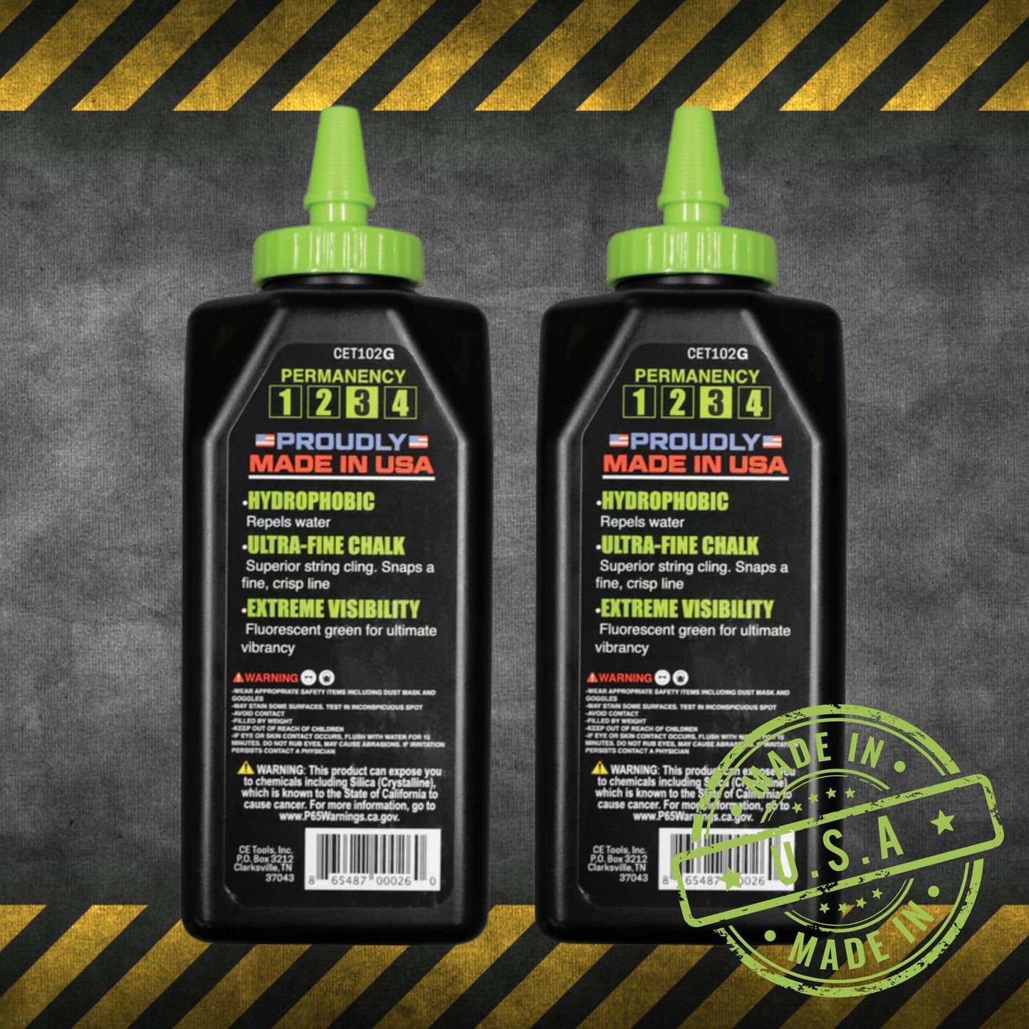 CE TOOLS COMBO Chalk EXTREME VISIBILITY Marking Chalk - (2-Count) 10 oz (283.5g) Give Me Two Bundle (Green)
