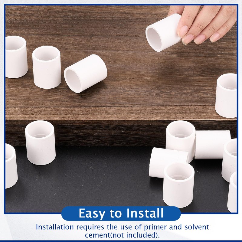 Frienda 30 Pack 3/4'' White PVC Pipe Coupling Adapter Pipe Fittings Schedule 40 Heavy Duty Slip Socket Connectors for Plumbing Irrigation Pool Garden