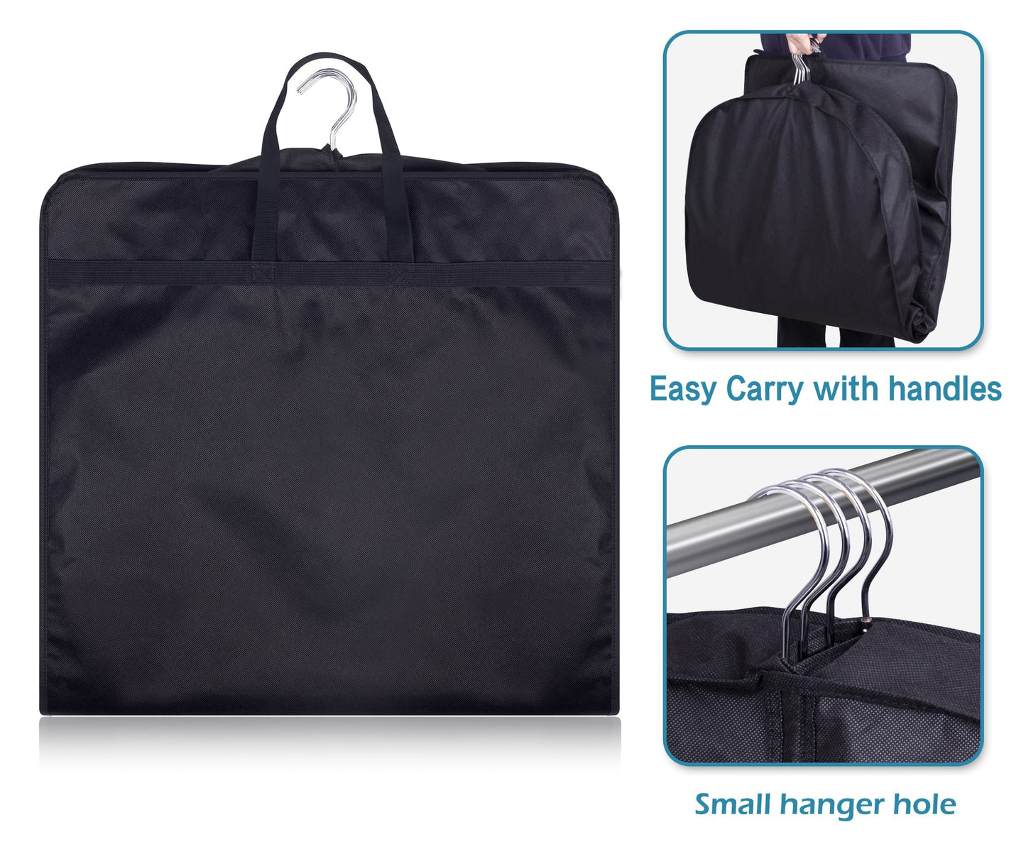 KIMBORA 43" Suit Bags for Closet Storage and Travel, Gusseted Hanging Garment Bags for Men Suit Cover With Handles for Clothes, Coats, Jackets, Shirts(3 Packs)