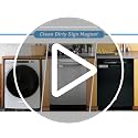 K KitchenTour Dishwasher Magnet Clean/Dirty Sign - Large Text, Silver Frame, 7x2 in, Strong Magnetic, Includes Adhesive Stickers (2-1-abs-black&white)