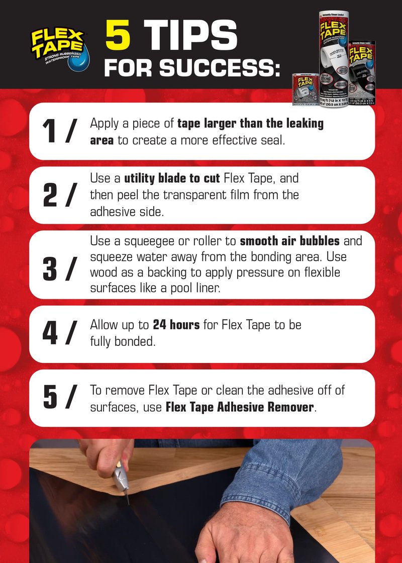 Flex Tape, Mini, Clear, Original Thick Flexible Rubberized Waterproof Tape - Seal and Patch Leaks, Works Underwater, Indoor Outdoor Projects - Home RV Roof Plumbing and Pool Repairs
