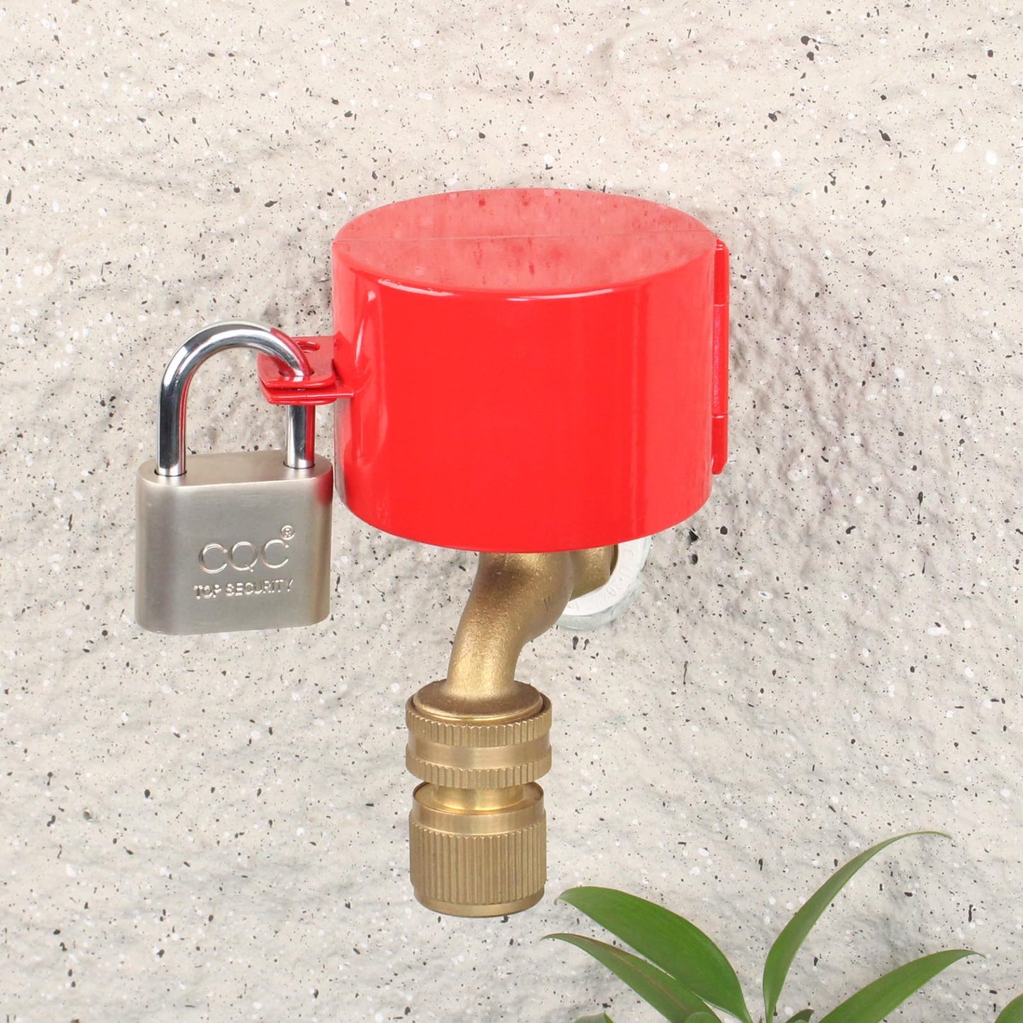 Faucet Valve Lock with Padlock Outdoor Faucet Locks Water Spigot Lockout Device Prevent Water Stealing, Metal Red,childproof
