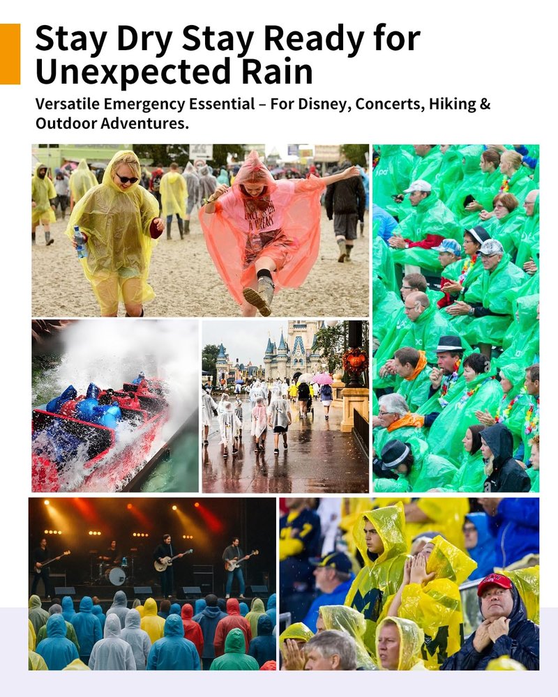 Disposable Rain Ponchos - Extra Long Waterproof Emergency Poncho with Hood for Adults, Bulk Family 24 Pack Raincoat for Park, Concerts, Hiking, Camping Essentials, Home Emergency Survival Kits, Clear