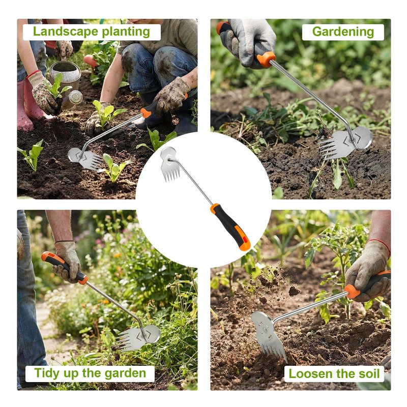 Garden Tools,Weeder Tool,Portable Weeding Tool,Garden weed pulling tool,Adopt Anti Slip Handle,Conforms to Ergonomic Curves,Weed puller tool Suitable for Farm Planting,Gardening(Black Orange Handle)