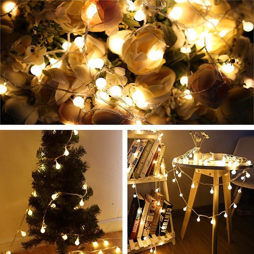 RaThun Globe String Lights 49 Feet 100 led,8 Modes Fairy Lights Plug in,Indoor Lights for Bedroom,Classroom,Outdoor Lights for Patio,Garden,Party,Wedding-Warm White