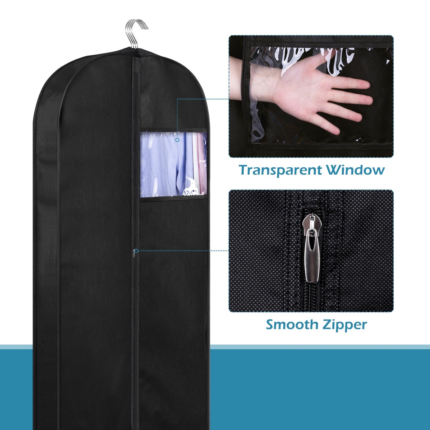 KIMBORA 43" Suit Bags for Closet Storage and Travel, Gusseted Hanging Garment Bags for Men Suit Cover With Handles for Clothes, Coats, Jackets, Shirts(3 Packs)