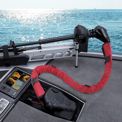 Trolling Motor Cable Zipper Sleeve Boat Wire Cover - 48'' Red Cable Sleeve Electric Outboard Rigging Hose Cover Protector, Organized Cable Holder Managemen Trolling Motor Sleeve