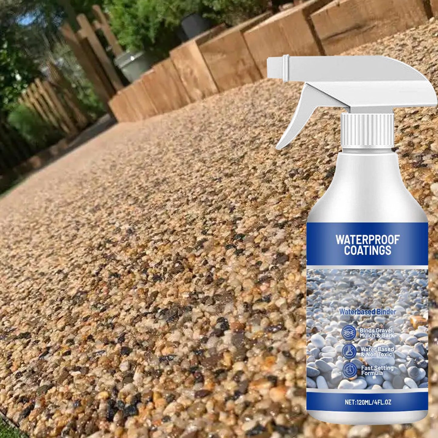 Rock Glue for Pea Gravel - Mulch Glue for Rocks | Sealer Adhesive Stabilizer Waterproof Fast Drying Spray 120ml for Outdoor Yard Playground Patio Backyard