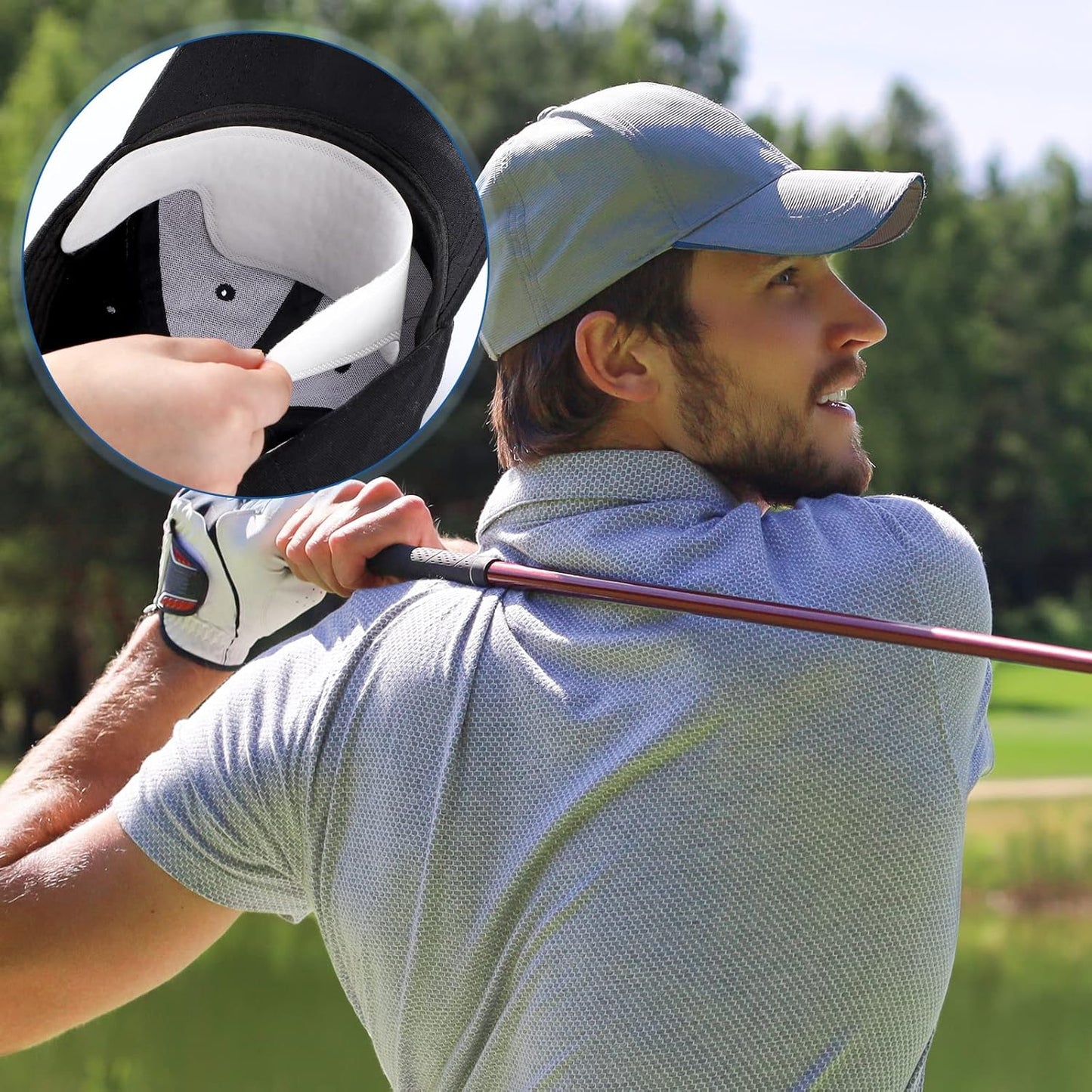 Janmercy 100 Pcs Hat Sweat Liner Shields Absorbing Pad Prevents Stains Protector Bands for Baseball Golf Cap Men Women
