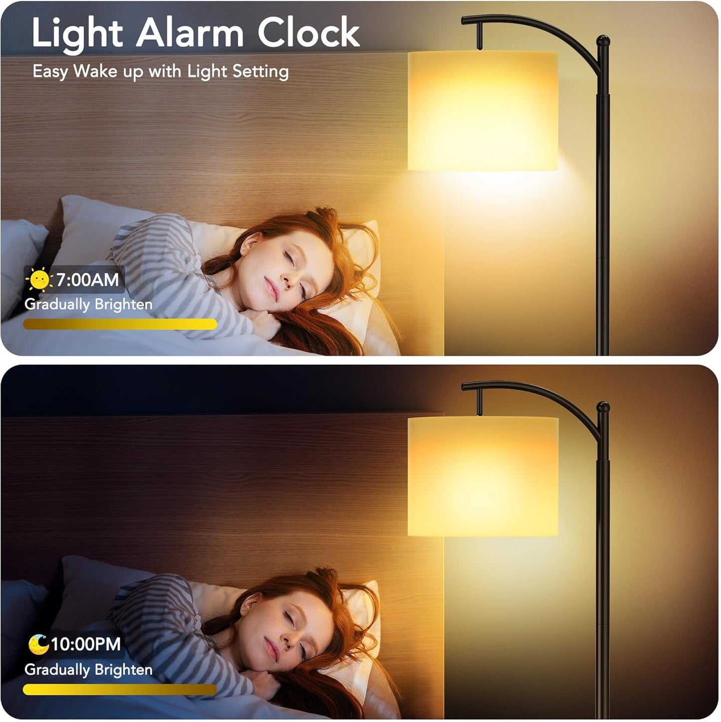 ROTTOGOON Floor Lamp for Living Room with 3 Color Temperatures LED Bulb, Standing Lamp Tall Industrial Floor Lamp Reading for Bedroom, Office (9W LED Bulb, Beige Lampshade Included) -Black