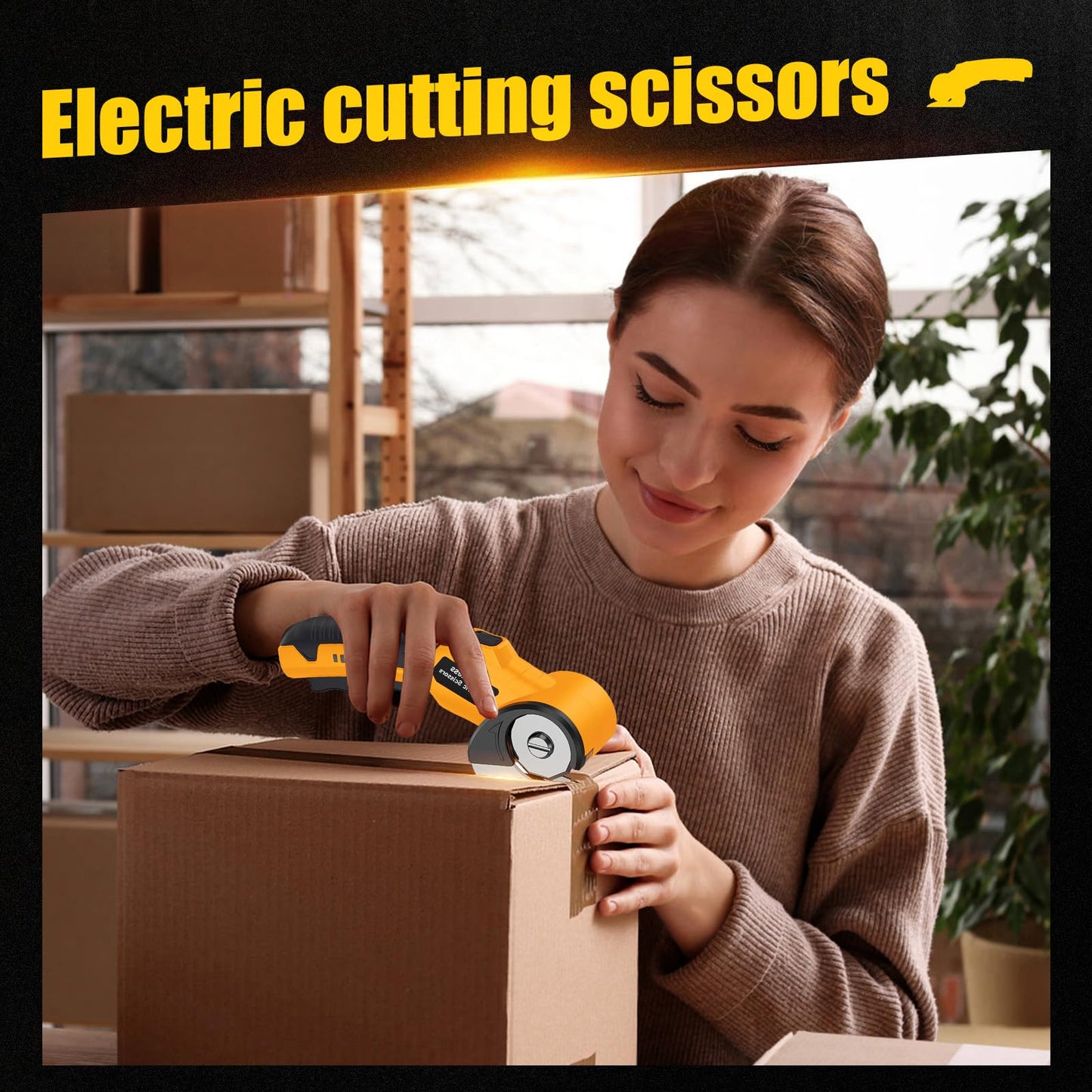 Electric Scissors Cardboard Cutter with LED Light .2000mAh 4V High Efficiency Motor High Speed Steel Blade Convenient Operation Fabric Cutter Box Cutter spare blade