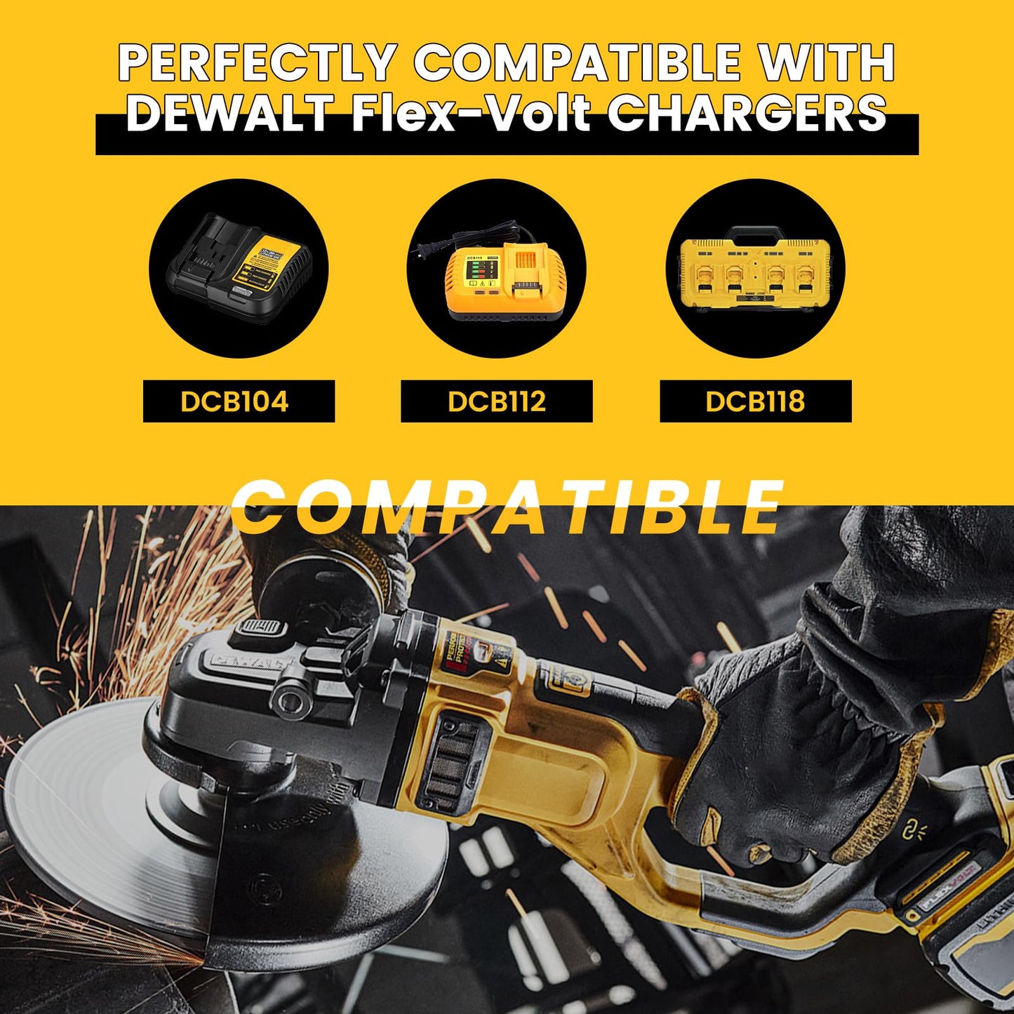 DCB200 8.0Ah Replacement for dewalt 20v max Battery Lithium-ion Batteries DCB200 DCB201 DCB203 DCB204 DCB206 DCB180 DCD/DCF/DCG Series Cordless Tools with LED Indicator 2Packs
