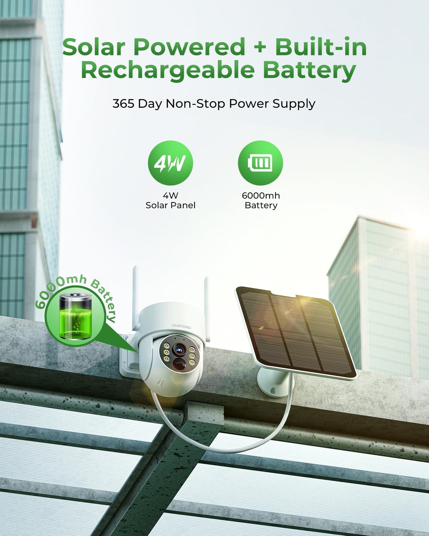CAMCAMP Solar Security Cameras Wireless Outdoor with 10" Monitor, 10CH NVR 2K Solar Home Security Camera System with 360° Color Night Vision,2-Way Audio,500GB Local Storage,No Monthly Fee,No Need WiFi