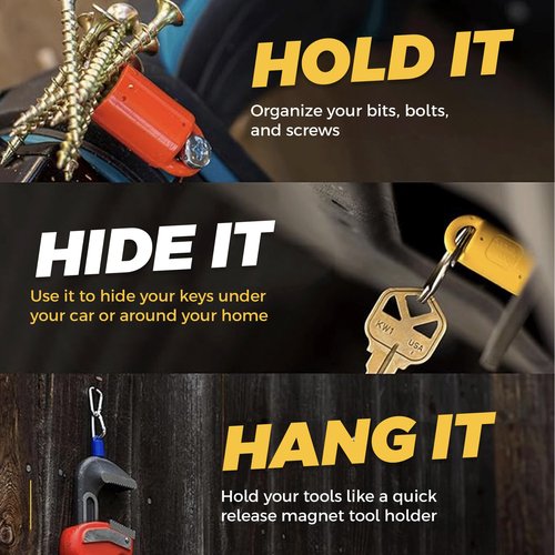 MagnetPAL Heavy-Duty Neodymium Anti-Rust Magnet, Magnetic Stud Finder, Hide-A-Key, Tool Holder & Retrieval, Most Powerful Magnet 12lb Pull, Indoor or Outdoor Multi Use Tools, Quick Release Keys Red
