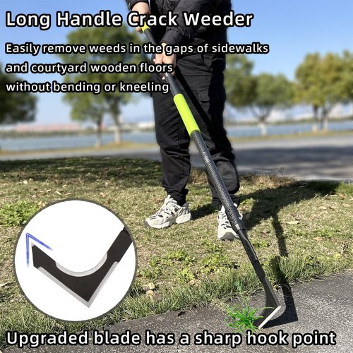 KLDOLLAR Crack Weeder, 48" Long Handle Crevice Weeding Tool with Soft Foam Grip, Stainless Steel Weed Puller Tool Weeder Tool, Efficient Weed Remover Tool for Sidewalk, Paver, Narrow and Wall Gaps