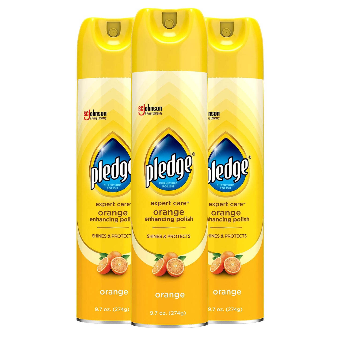 Pledge Enhancing Polish, Wood & Furniture Spray, Orange Scent, 9.7oz (Pack of 3)