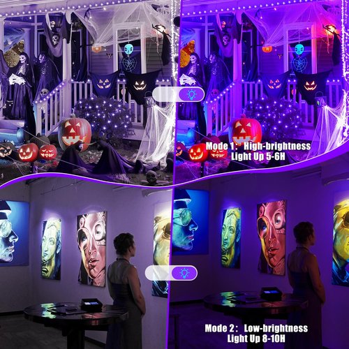 T-SUN Rechargeable Black Lights, Battery Powered Black Light for Fishing Portable Work Light for Glow Party Body Paint Fluorescent Poster Neon Party 2 Packs