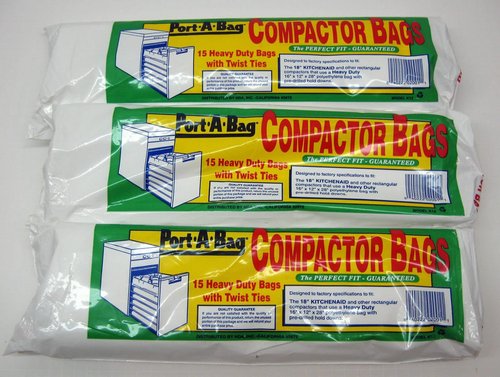 Replacement for fits K12-3 PACK for 4318938 Whirlpool Trash Compactor Bags 18" 15 per Pack Port A Bag