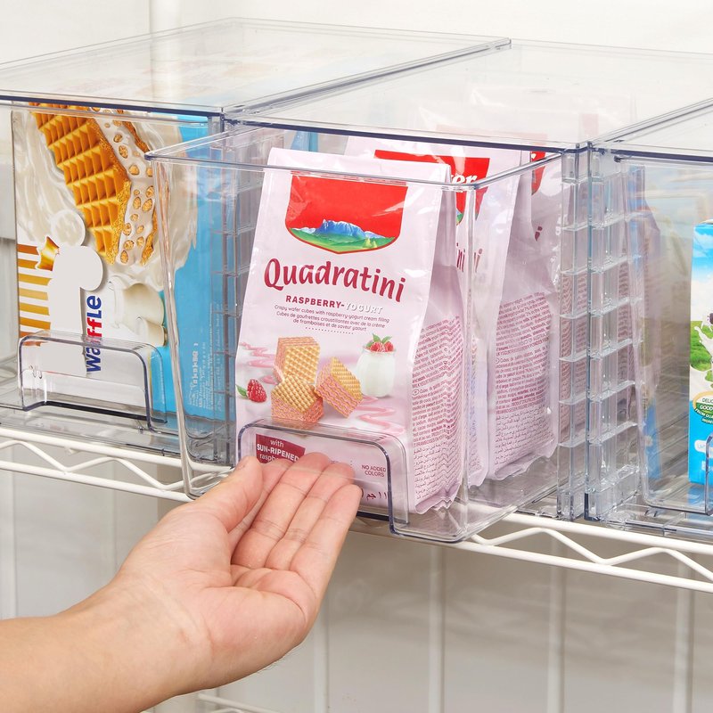 Vtopmart 2Pack Large Stackable Pantry Storage Drawers, Clear Organizer Bins with Handles, Acrylic Drawer Organizers for Kitchen, Pantry, Bathroom Undersink, Cabinet Organization and Storage