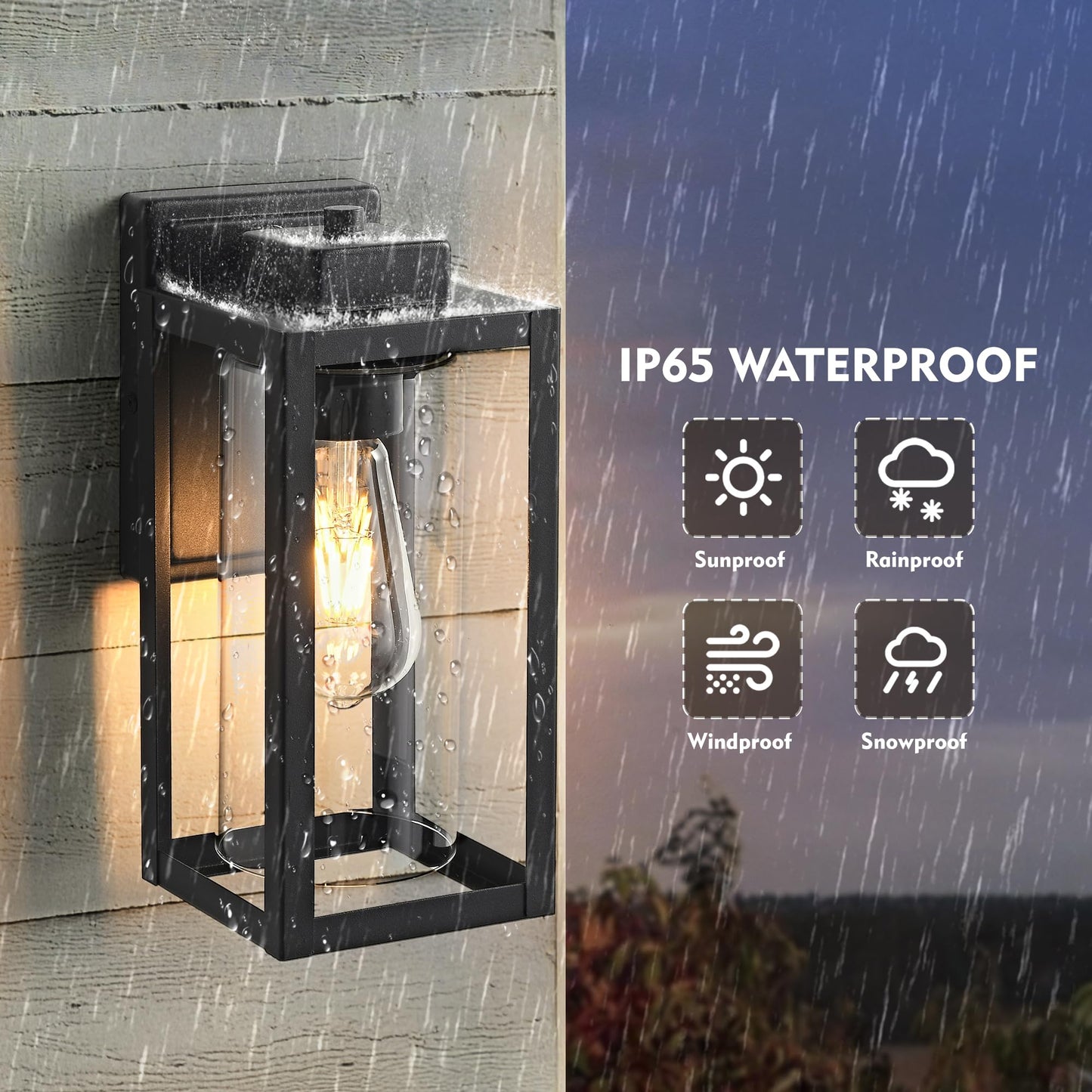 SIONLOM Outdoor Wall Lantern Exterior Lights for House,Outdoor Wall Sconce Clear Glass Waterproof Porch Light Patio Light Modern Matte Black Front Lighting for Patio, Front Door, Entryway(2 Pack)