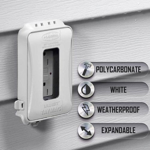 TAYMAC ML500W Single-Gang Mount 16-in-1 Flat Nonmetallic Weatherproof Vertical/Horizontal, 1-Pack, White