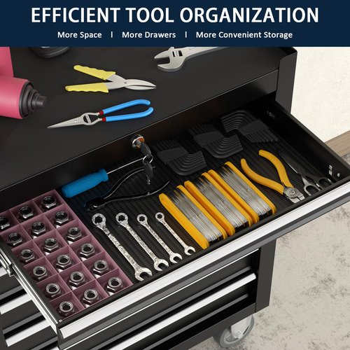 OAKANDO 7-Drawer Metal Rolling Tool Chest with Wheels,Tool Storage Cabinet with Locking System,Toolbox with Wheels for Garage,Workshop, Repair Shop(Black, 7-Drawer)